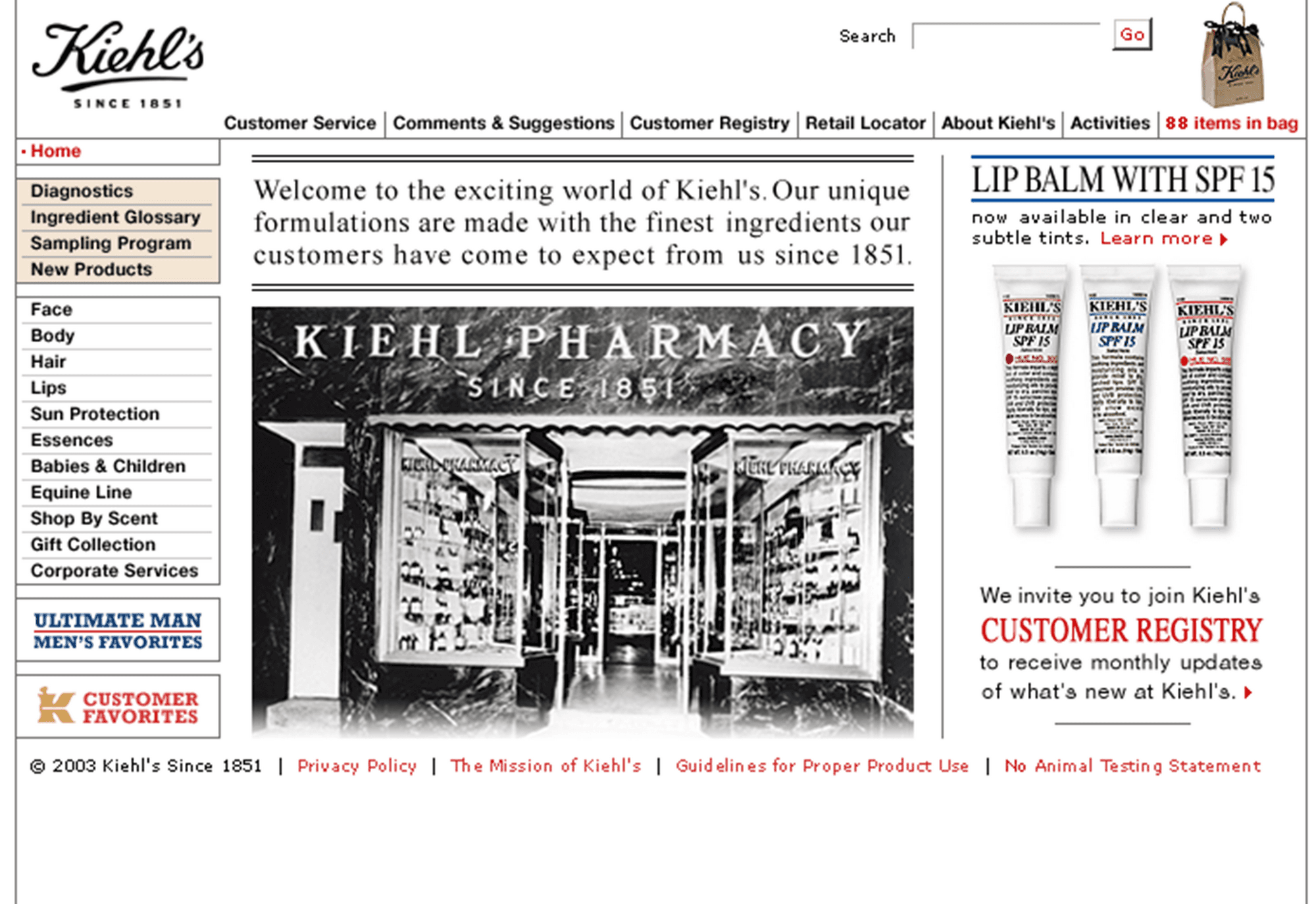 Kiehl’s Ecommerce Website